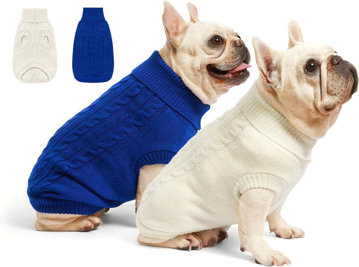2 Pack Dog Sweaters for Small Dogs - Puppy Medium Warm Clothes in Winter, Turtleneck Pullover Design for Boy Girl Pet, Doggie, Cat, Kitten Chihuahua Bulldog Pug Beagles (M, Grey, Pink)