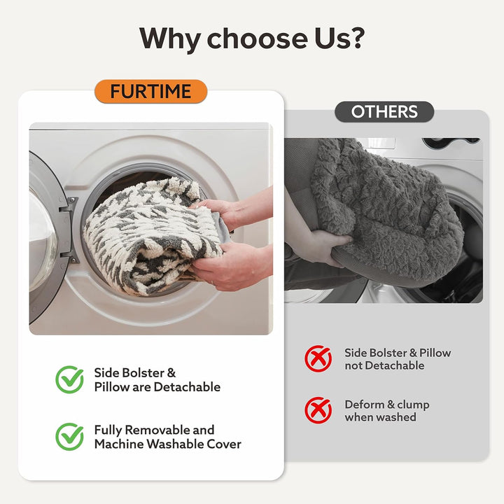 Orthopedic Dog Beds Large Sized Dog, XL Washable Memory Foam Pet Couch Bed with Removable Washable Cover, Non-Slip Bottom with Bolster Sides, Grey