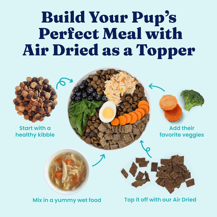 Air Dried Dog Food Toppers for Dry Food - Healthy Dog Treats W/Real Beef & Superfoods - Serve as a Complete Meal, Topper or Treats - Supports Muscle Growth, Immunity & Digestion - 4Oz