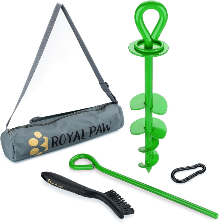 ROYAL-PAW Dog Tie Out Stake - for Large Dogs up to 210 Lbs - Heavy Duty Dog Stake for Yard, Beach & Camping outside - Best in Ground Anchor for a Dog Cable, Leash, Lead Tether (1, Midnight Black)
