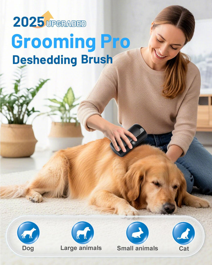 Grooming Pro Deshedding Brush, 2026 Upgraded Groomingpro Deshedding Dog Brush 2.0- Pet Hair Remover Comb, Professional Dog Brush for Shedding Short Haired and Long Haired Dogs Cats Rabbit Horse