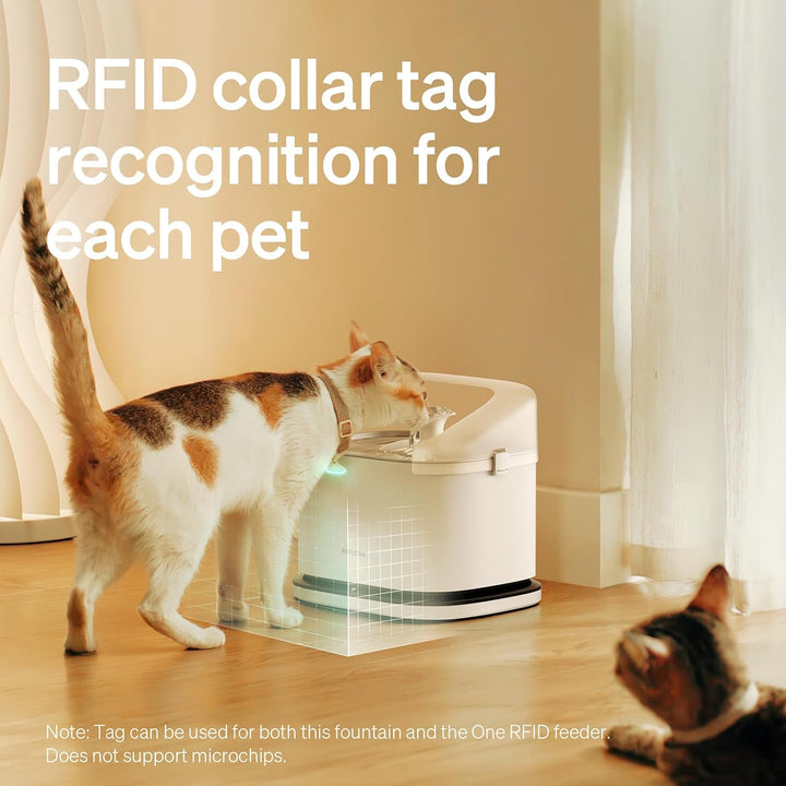 RFID Collar Tag for Smart App Monitoring Cat Water Fountain PLWF305 and One RFID Automatic Cat Feeder PLAF301, Lightweight and Compact Tag with Snap Release Design