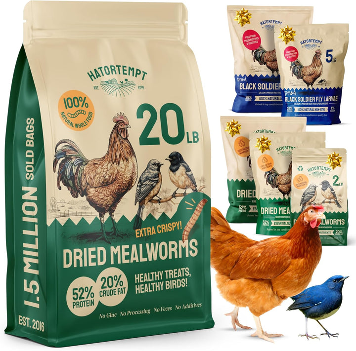 Chicken Feed Dried Mealworms - 5 Lb, Non-Gmo & Organic - High-Protein Mealworms for Wild Birds & Ducks, Chicken Treats & Bird Food