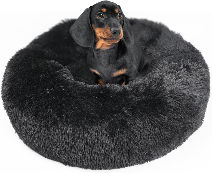 Small Calming Dogs Bed for Small Dogs Anti-Anxiety Machine Washable Fluffy Luxury Anti-Slip Waterproof Mute Base Warming Cozy Soft Pet Puppy round Bed