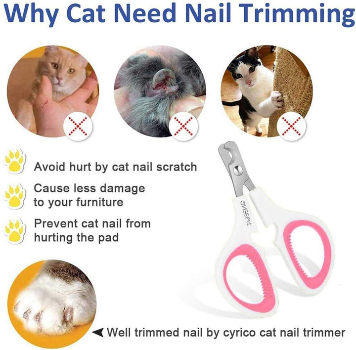 Pet Nail Clippers, Update Version Cat & Kitten Claw Nail Clippers for Trimming, Professional Pet Nail Clippers Best for a Cat, Puppy,Rabbit, Kitten & Small Dog,Sharp & Safe (Pink)