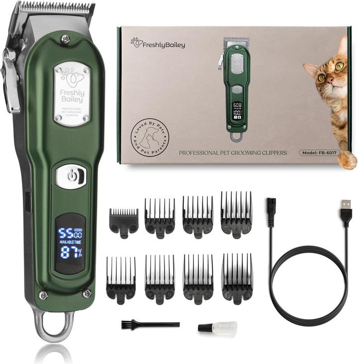 Cat Clippers for Matted Hair - Matted Cat Fur Remover - Low Noise Grooming Trimmer & Shaver | Pet Clippers for Long Hair Cats | Professional Pet Shaver with Detachable Guards