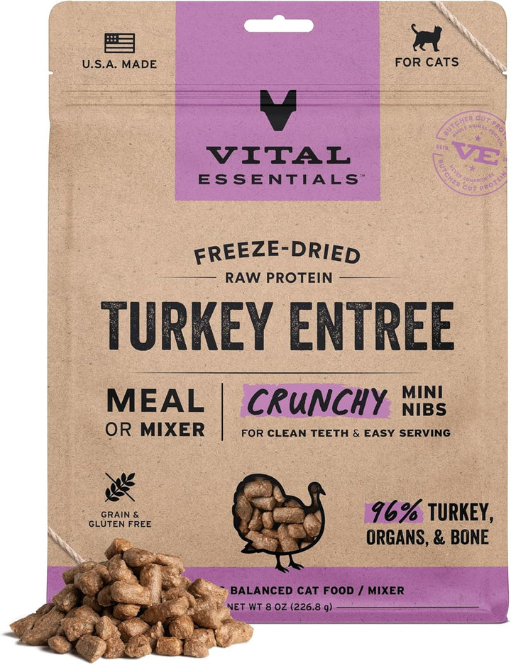 Freeze-Dried Raw Chicken Meal or Mixer Cat Food Crunchy Nibs, 12 Oz