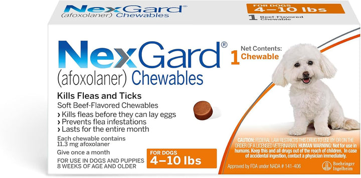 ® (Afoxolaner) Flea and Tick Protection for Dogs Oral Soft Beef Flavored Chewables, 24.1 to 60 Lbs. (Purple Box) 6 Chews (6 Month Supply)