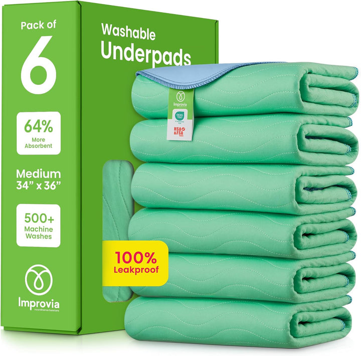 ® Washable Underpads, 34" X 36" (Pack of 4) - Heavy Absorbency Reusable Bedwetting Incontinence Pads for Kids, Adults, Elderly, and Pets - Waterproof Protective Pad for Bed, Couch, Sofa, Floor