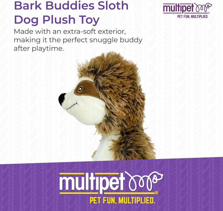 Bark Buddies Sloth Dog Plush Toy - Squeaky Dog Toy for All Dogs - Extra Soft Plush Dog Toy - Stuffed Animal Dog Toy for Cuddling & Playing - Cute Dog Pet Toy (10")