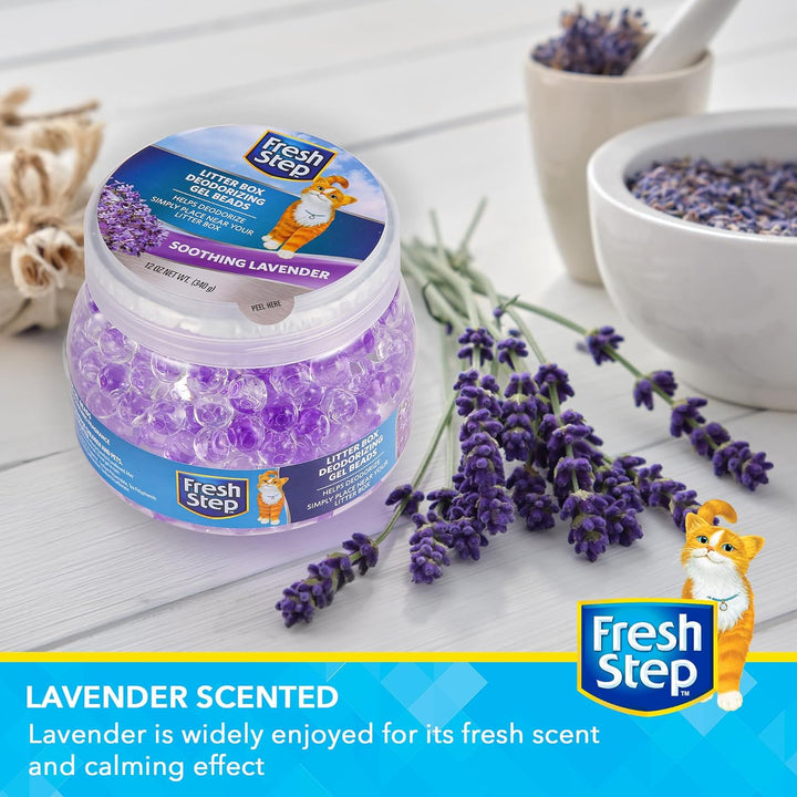 Litter Box Deodorizing Gel Beads in Soothing Lavender Scent - Pet Odor Neutralizing Beads for Pet Smells from Litter Box - 12 Ounce