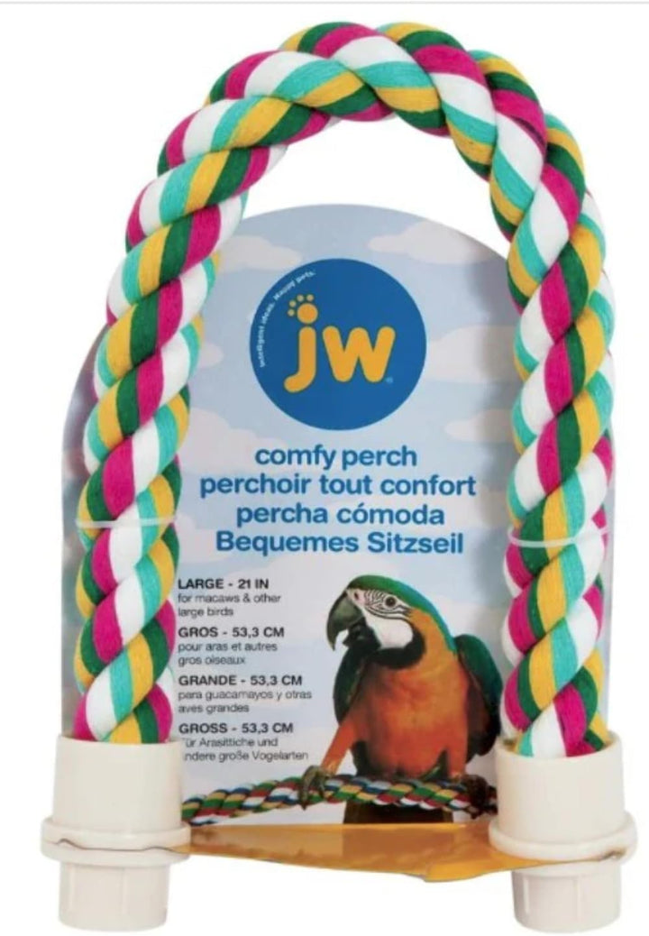 Pet Comfy Perch for Birds Flexible Multi-Color Rope, Large - 36" Length