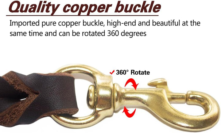 Leather Dog Leash 6Ft X 3/4 Inch, Heavy Duty Genuine Leather Braided Dog Training Leash, Soft and Strong Pet Lead for Large, Medium, Small Dogs