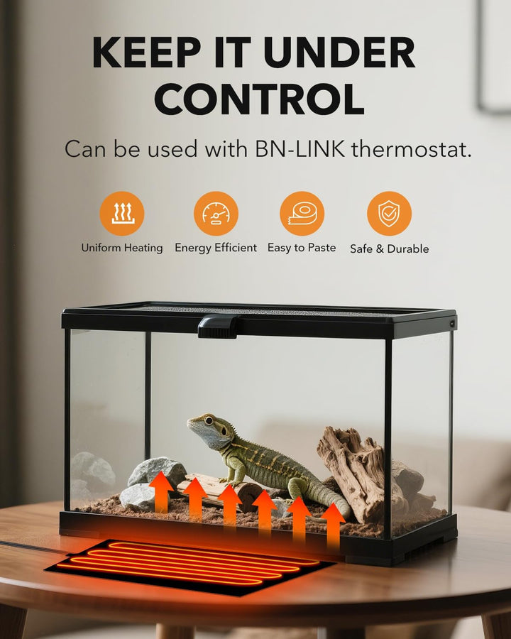Reptile Heat Pad 6"X8" 8W for 10-20Gal under Tank Terrarium Heating Mat Waterproof for Turtle, Lizard, Frogs, Snake, Hermit Crab