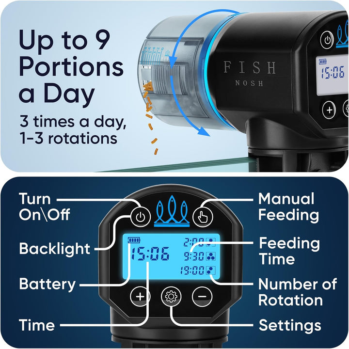 Automatic Fish Feeder for Aquarium - New Generation 2025, Auto Food Dispenser with Timer for Small Tank, Big Aquariums & Pond (Blue)