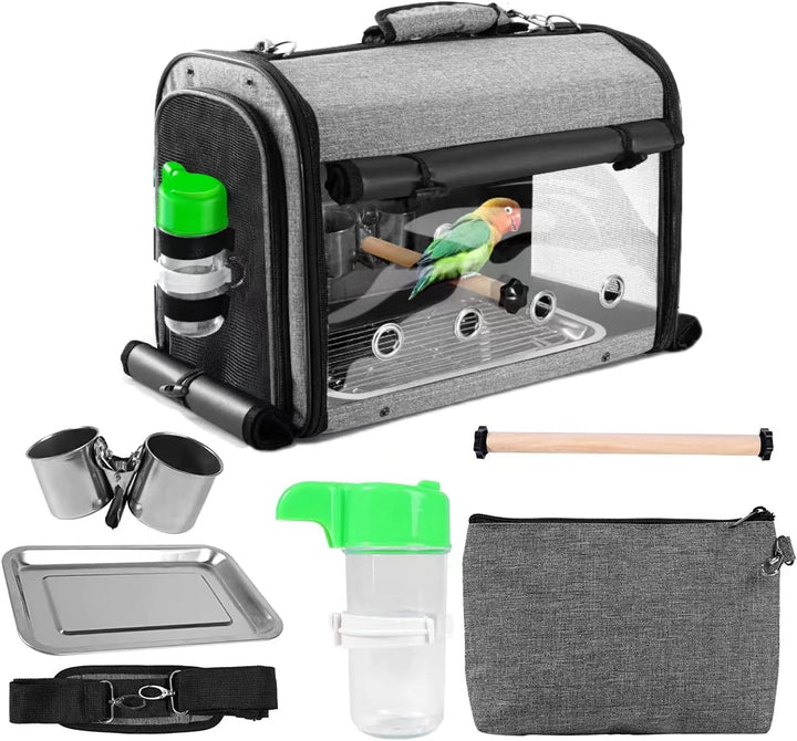 Bird Carrier Bag with Stand, Lightweight Backpack for Parrot, Portable Travel Cage, Pet Transparent Breathable Carrier