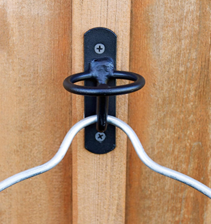 Metal Bucket Hangers for Horse Stalls - Wall Mount Bucket Holder for Grain Feed - Black