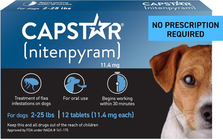 for Dogs (Nitenpyram), Fast-Acting Oral Flea Treatment for Dogs over 25+ Lbs, Vet-Recommended Flea Medication Tablets Start Killing in 30 Minutes, 6 Doses