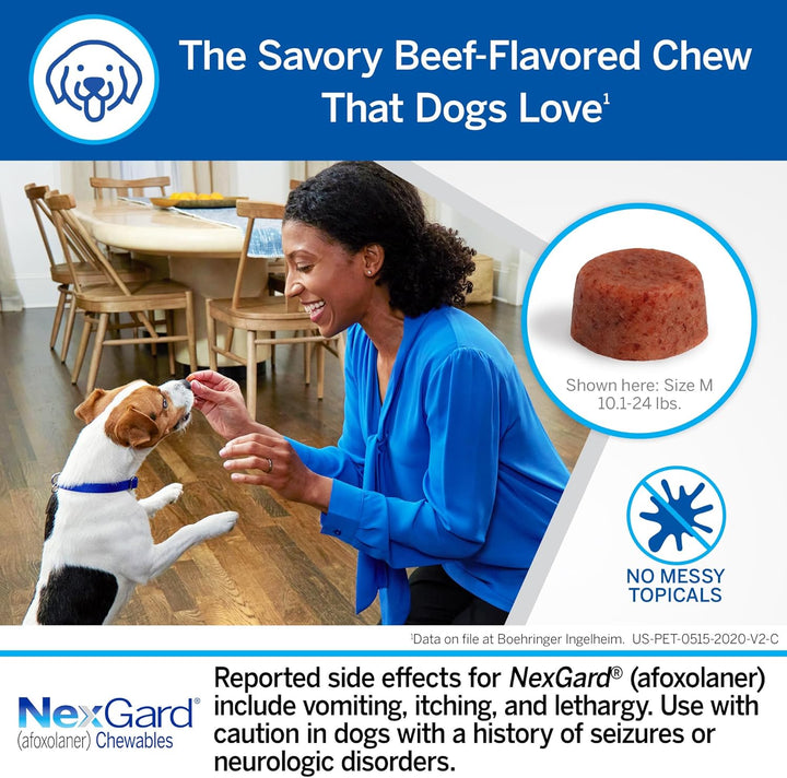 ® (Afoxolaner) Flea and Tick Protection for Dogs Oral Soft Beef Flavored Chewables, 24.1 to 60 Lbs. (Purple Box) 6 Chews (6 Month Supply)