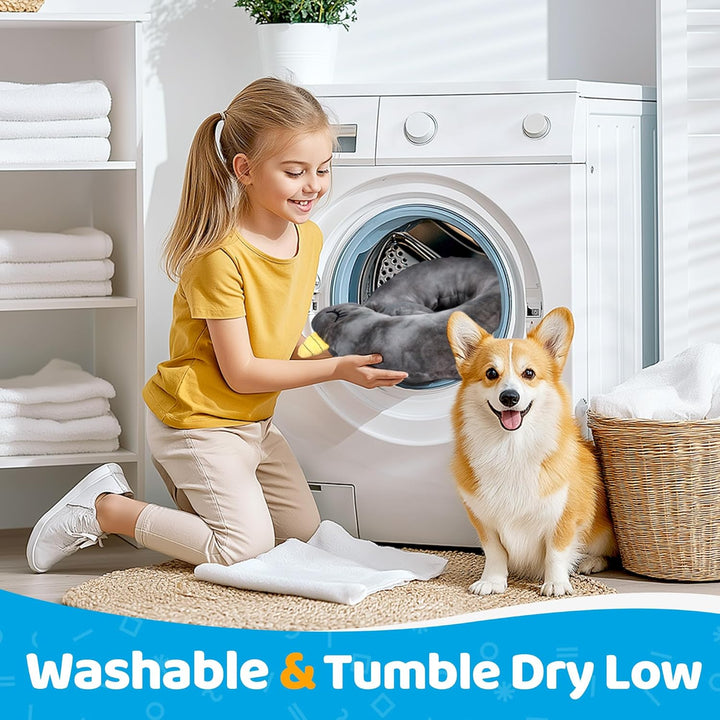 Small Dog Calming Pillow for Dogs and Cats, Fluffy Soft Colorful Sleep Bolster Cozy Pet Bed Pillow, Great Present for Senior Pup Puppy Kitten, Washable, M