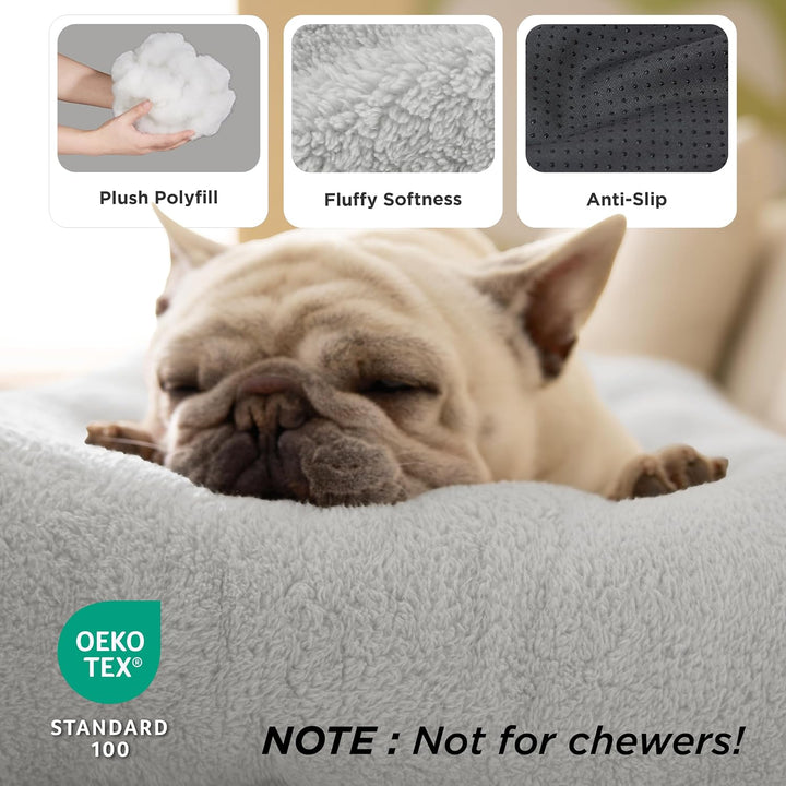 Washable XL Dog Bed for Crate for Extra Large Dogs, Comfort Fluffy Plush Pet Pillow Bed Kennel Pad with Non-Slip Bottom, Machine Washable Pet Sleeping Mat, 41"X27", Gray