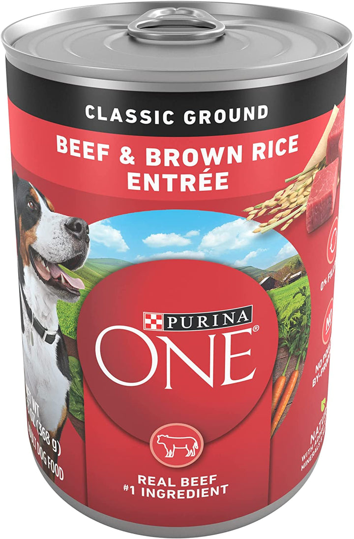 Classic Ground Chicken and Brown Rice, and Beef and Brown Rice Entrees Wet Dog Food Variety Pack - (Pack of 6) 13 Oz. Cans