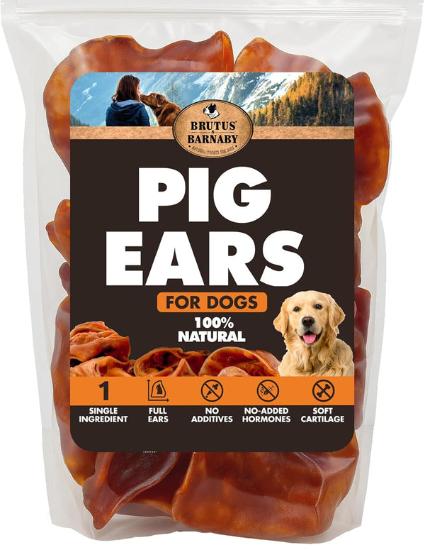 Whole Pig Ears for Dogs, 12 Ct. – All-Natural Single Ingredient Dog Chews, Slow Cooked & Fully Digestible Rawhide Alternative