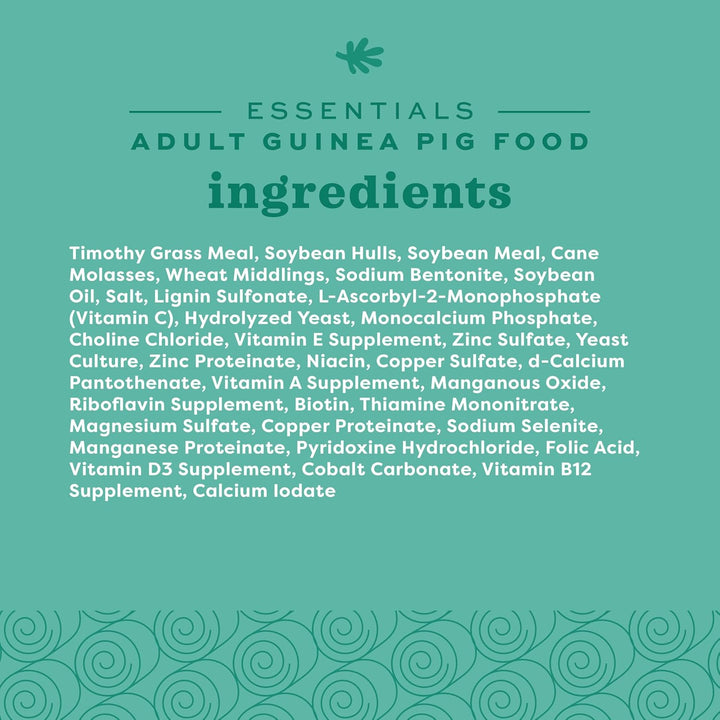 Essentials Guinea Pig Food, Adult Guinea Pig, Made with  Timothy Hay, Pet Food Pellets with Vitamin C, Small Animal Pet Products, Made in USA, High Fiber, 5 Lb. Bag