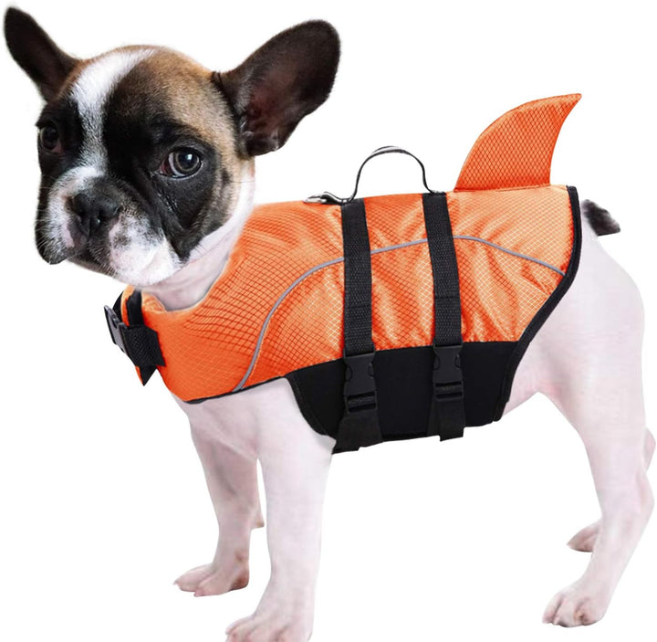 Ripstop Dog Life Jacket Shark Life Vest for Dogs, Safety Lifesaver with High Buoyancy and Lift Handle for Small and Medium Breeds（Rose Red XS）