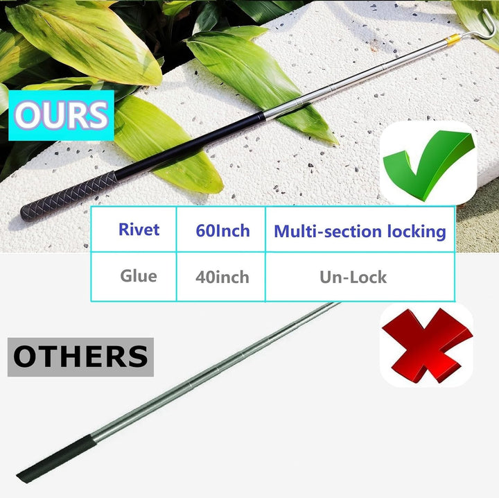 61" Snake Hook Reptile Catcher Stick Pole, Snake Handling Tool Kit for Rattlesnakes Python Copperhead Removal Catching