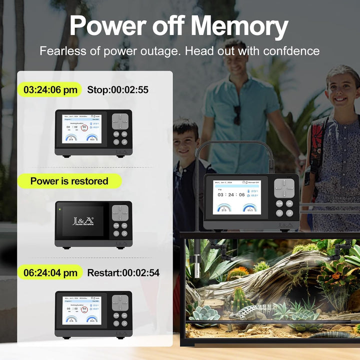 J&A Smart Reptile Mister, Automatic Misting System for Tanks - Programable Timer with Temperature/Humidity Probe, Ideal for Reptile Habitat (Black)