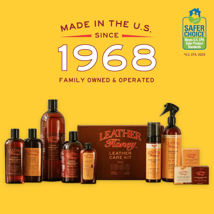 Leather Cleaner: Non-Toxic Leather Care Made in the USA since 1968. Deep Cleans Leather, Faux & Vinyl - Couches, Car Seats, Purses, Tack, Shoes & Bags. Safe Any Colors & White Leather