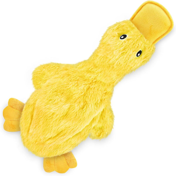 Interactive Squeaky Dog Chew Toy, Ideal Dog Toys for Chewers, Small, Medium & Large Dogs, and Fetch Lovers - Crinkle Duck (Yellow), Large