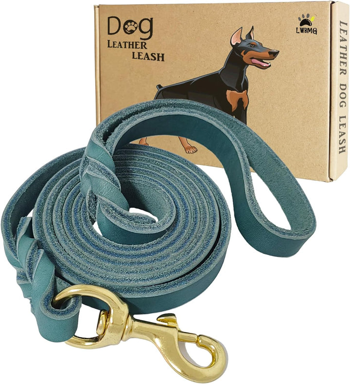Leather Dog Leash 6Ft X 3/4 Inch, Heavy Duty Genuine Leather Braided Dog Training Leash, Soft and Strong Pet Lead for Large, Medium, Small Dogs