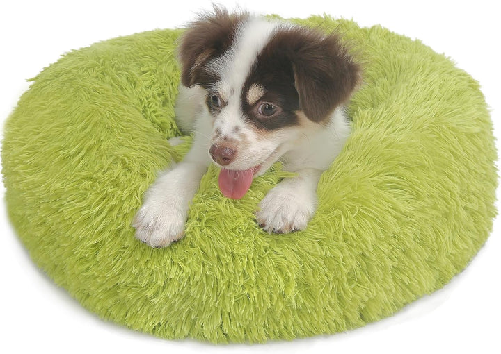 Small Calming Dogs Bed for Small Dogs Anti-Anxiety Machine Washable Fluffy Luxury Anti-Slip Waterproof Mute Base Warming Cozy Soft Pet Puppy round Bed