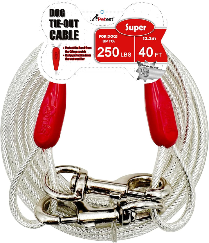 30Ft Reflective Tie-Out Cable for Heavy Dogs up to 125 Pounds