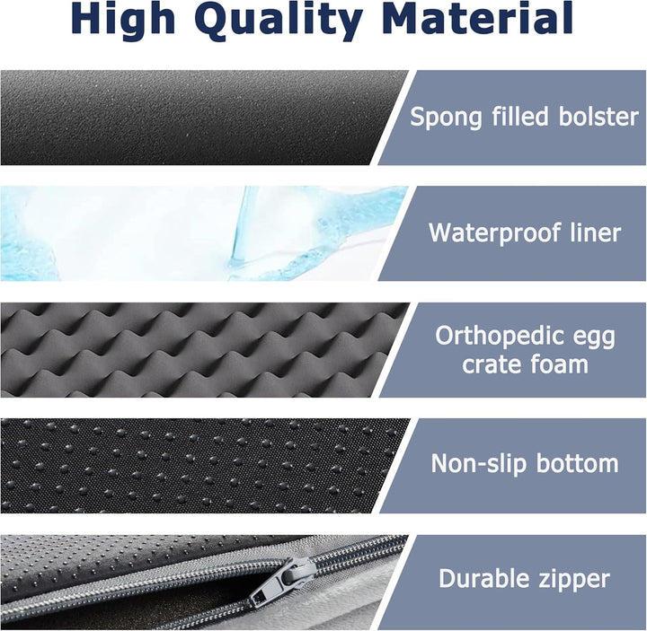 Dog Beds Large Sized Dog, Orthopedic Large Pet Bed with Waterproof Lining, Removable Washable Cover and Nonskid Bottom, Medium Couch, Grey