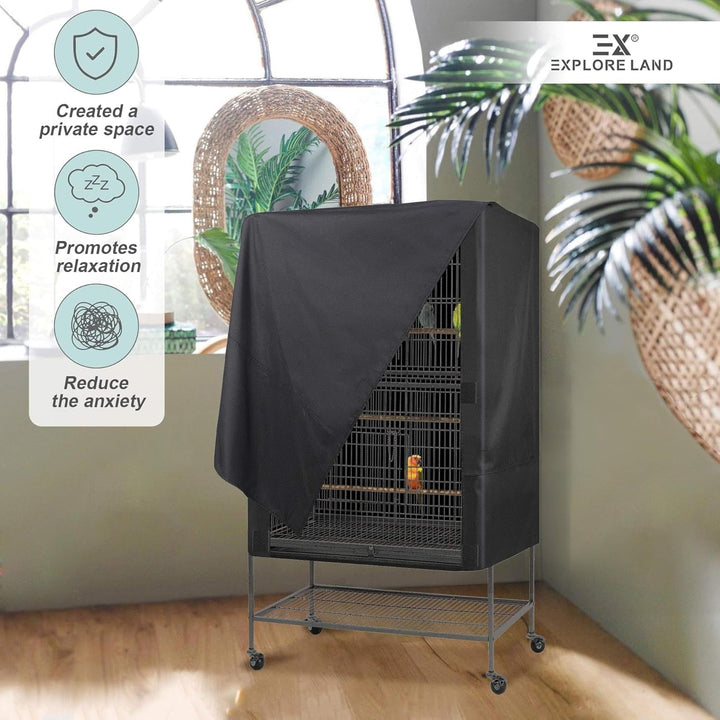Bird Universal Pet Cage Cover Good Night for Cats, Mink, Totoro, Parakeet, Parrot and Small Animals (Black, L)