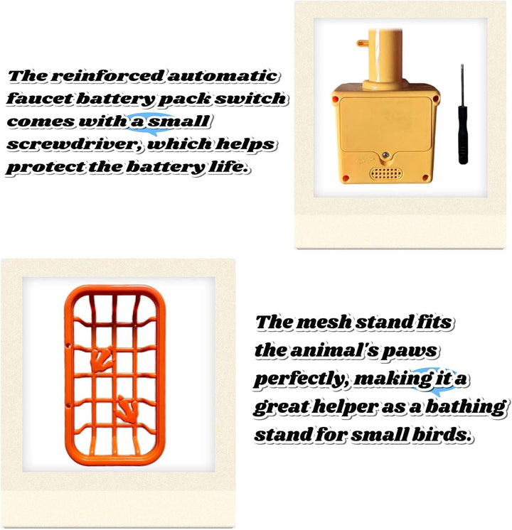 Bird Bathing Tub with Automatic Watering Faucet - Parrot Shower Box for Cockatiels, Budgies, Lovebirds & Conures - Cage Mountable Accessory to Promote Natural Bathing