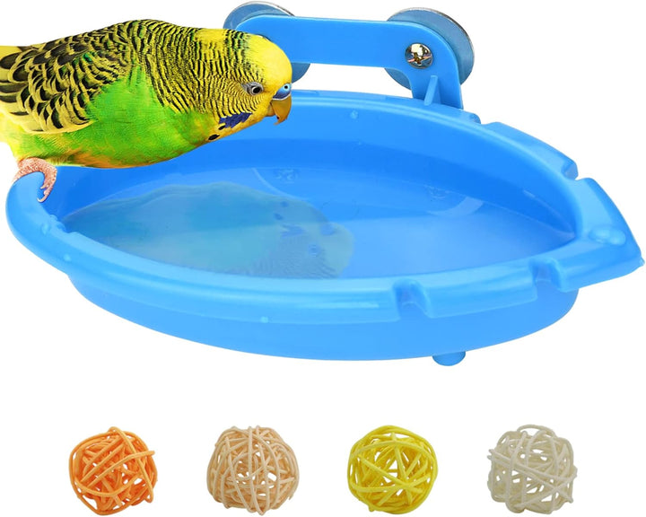 Bird Bath for Cage-Small Tub Bowl for Hang inside Cage Birdbath Shower for Parrot/Parakeets/Cockatiels/Canary/Budgerigar (Blue)