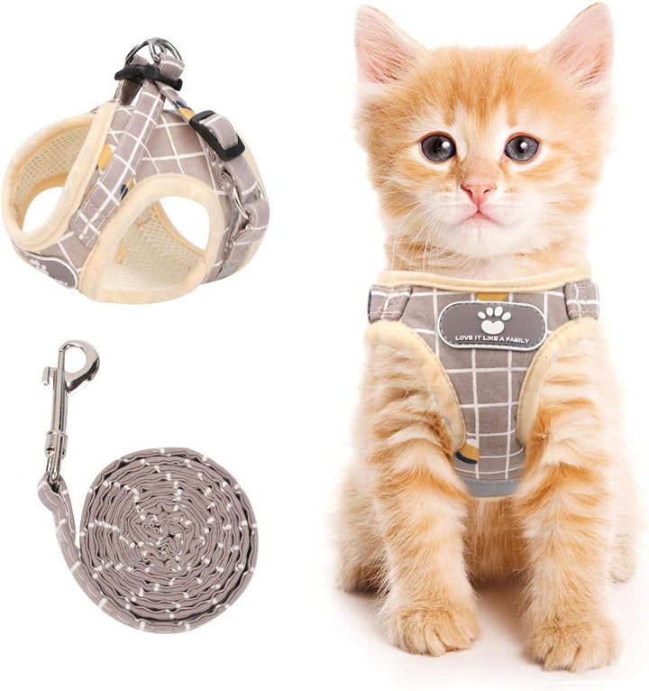 Cat Vest Harness and Small Dog Vest Harness for Walking, All Weather Mesh Harness, Cat Vest Harness with Reflective Strap, Step in Adjustable Harness for Small Cats (Red, XS)