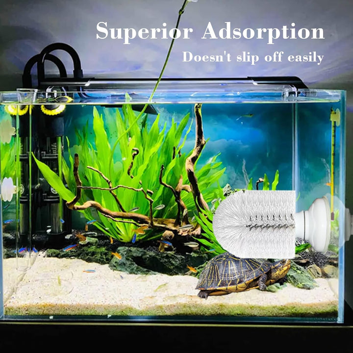 Turtle Brush with Suction Cup, Screw the Upgraded Turtle Scrub Brush Tightly on the Glass, It Is Not Easy to Fall off and Slide, Helping the Turtle Remove Dirt on the Back and Abdomen.