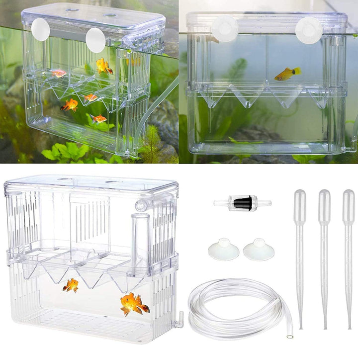 Aquarium Fish Breeder Box Plastic Fish Isolation Breeding Box Hatching Incubator Box for Baby Fishes Shrimp Clownfish Guppy