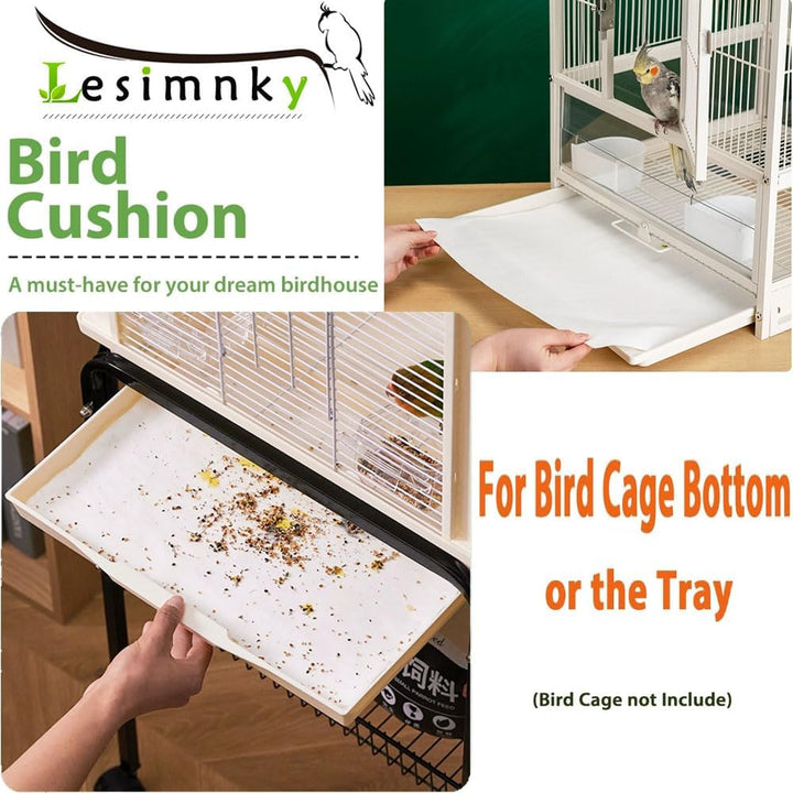 120 Pieces Bird Cage Liners-11'' X 17''Disposable Non-Woven Bird Cage Paper Liners Precut Absorbent Fecal Tray Cages Cushion Pad Mat Cuttable Pet Animal Cages Cushion for Parrot (White)