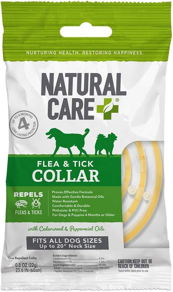 Repellent Flea and Tick Collar for Dogs and Puppies, 4 Month Flea & Tick Treatment for Dogs, Repels Pests with Botanical Oils, Water Resistant, Neck Size up to 20 Inches