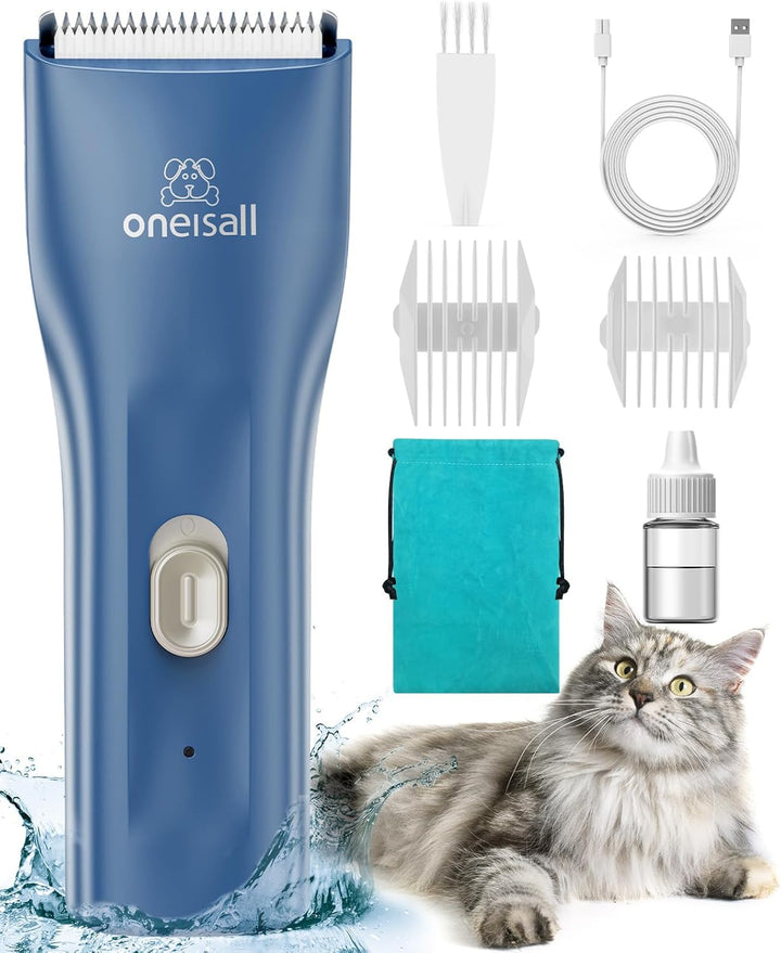 Pet Clipper for Cat Matted Hair, Pet Shaver for Cats Quiet Pet Clippers Waterproof Cordless Cat Clippers for Matted Hair Long Hair with Storage Bag (Green)