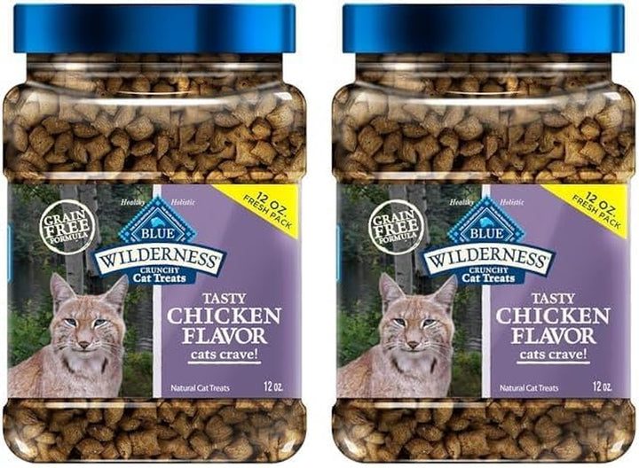 Wilderness Crunchy Cat Treats, Grain-Free Treats for Cats Made with Natural Ingredients, Great for Training, Tasty Chicken Flavor, 12-Oz. Tub