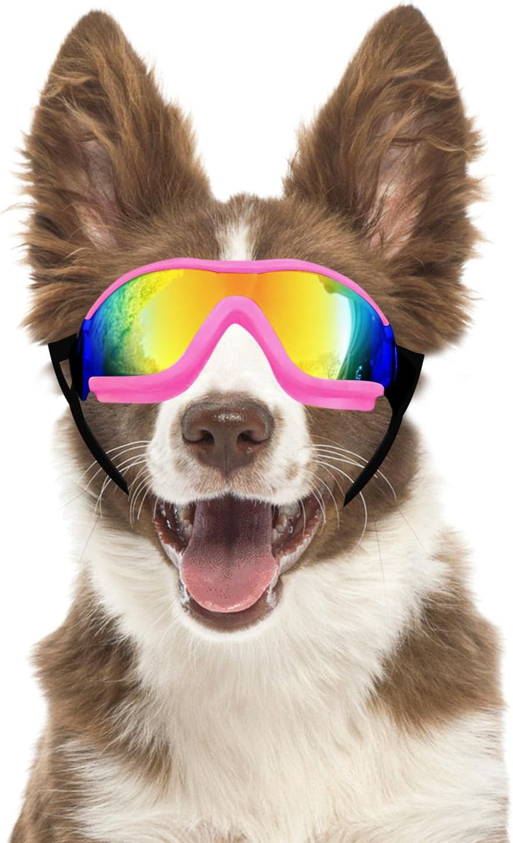 Dog Goggles Dog Sunglasses for Medium to Large Breed Anti-Uv Eye Protection with Adjustable Straps- Silver