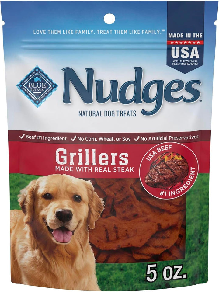 Nudges Grillers Natural Dog Treats, Made in the USA with Real Steak, 16-Oz Bag