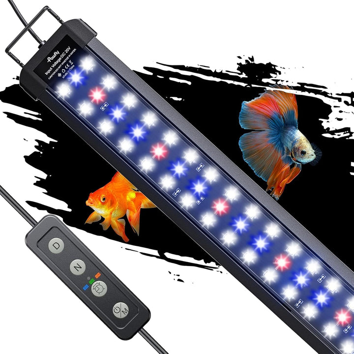 11W Aquarium LED Light for 12 to 18 Inch Fish Tanks Extendable Fish Tank Light with Full Spectrum Brilliant White Blue Red Lights with Daytime & Night Modes and Adjustable Brightness